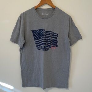 Under Armour Blue and Gray Flag Graphic Tee